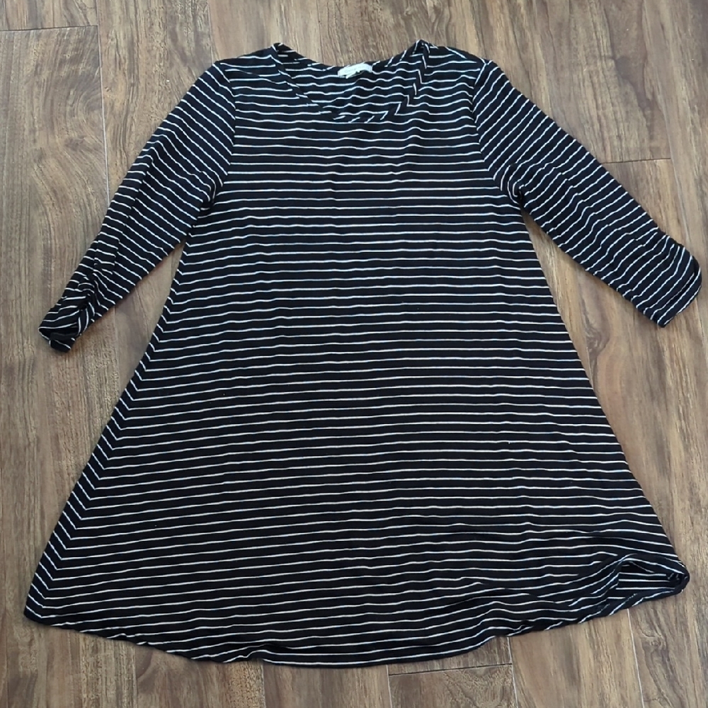Garnet Hill Black and White Striped Dress